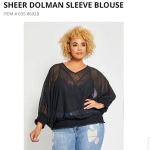 Ashley Stewart Sheer Dolman Sleeve Blouse